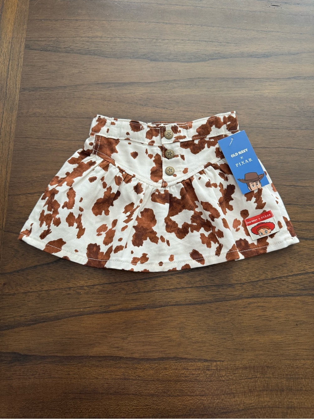 Old Navy X Pixar Toddler Cow-Print Skirt - White & Brown Spots NWT 18-24M